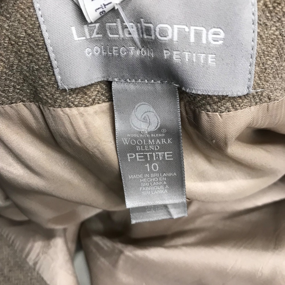 Vintage Liz Claiborne Collection Blazer Women's Petite 10P Tan Wool Blend - Picture 2 of 10